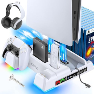 PS5 Stand and Cooling Station with LED Controller Charging Station